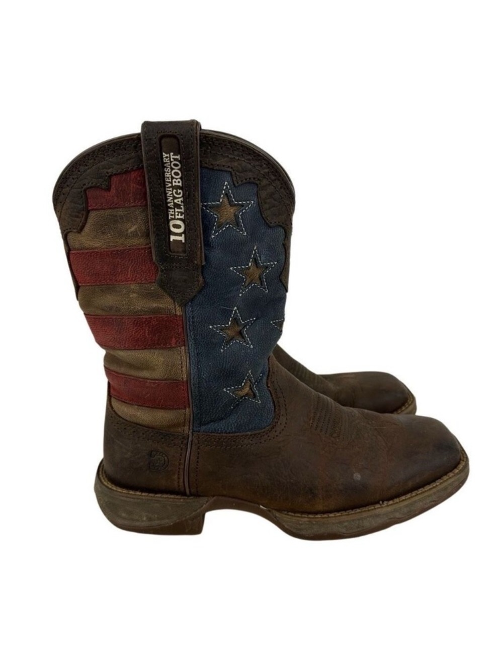 Durango Brown Boots with Red & Blue Flag Shaft
